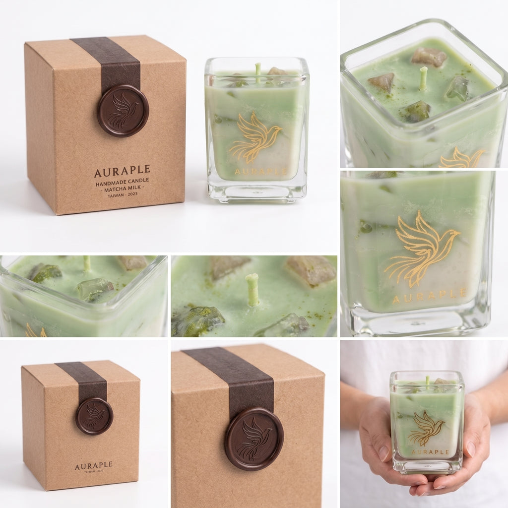 AURAPLE 抹茶拿鐵香氛蠟燭 | 職人手工木盒 療癒漸層雙層蠟 靜謐茶香 質感送禮首選