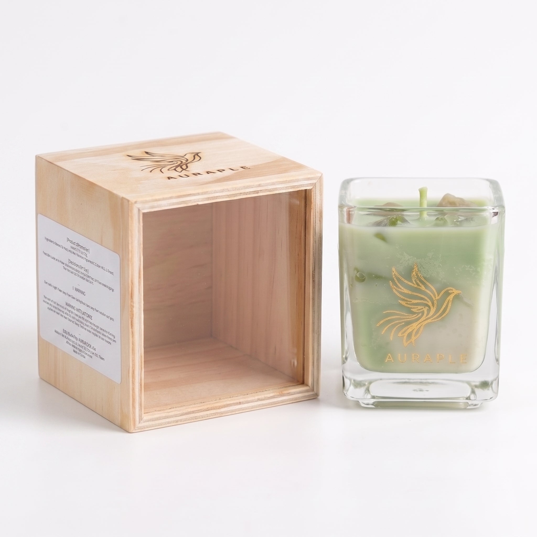 AURAPLE Matcha Latte Scented Candle | Artisan Handcrafted Wooden Box Healing Gradient Double-Layer Wax Tranquil Tea Fragrance Premium Gift Choice