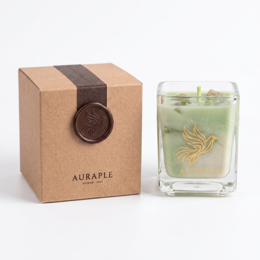 AURAPLE 抹茶拿鐵香氛蠟燭 | 職人手工木盒 療癒漸層雙層蠟 靜謐茶香 質感送禮首選